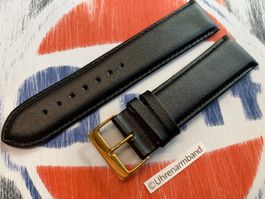 24mm Uhrenarmband, Leder, schwarz,  Schliesse golden