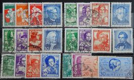 Schweiz PJ Kat. 61-84 */gest. 1932/37 Kat. 90 Fr.