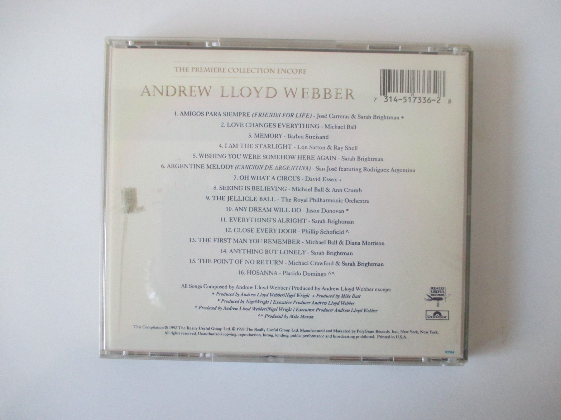 CD: ANDREW LLOYD WEBBER   CD   MUSICAL-Highlights – Usato da Zürich venduto da Daniel517 1