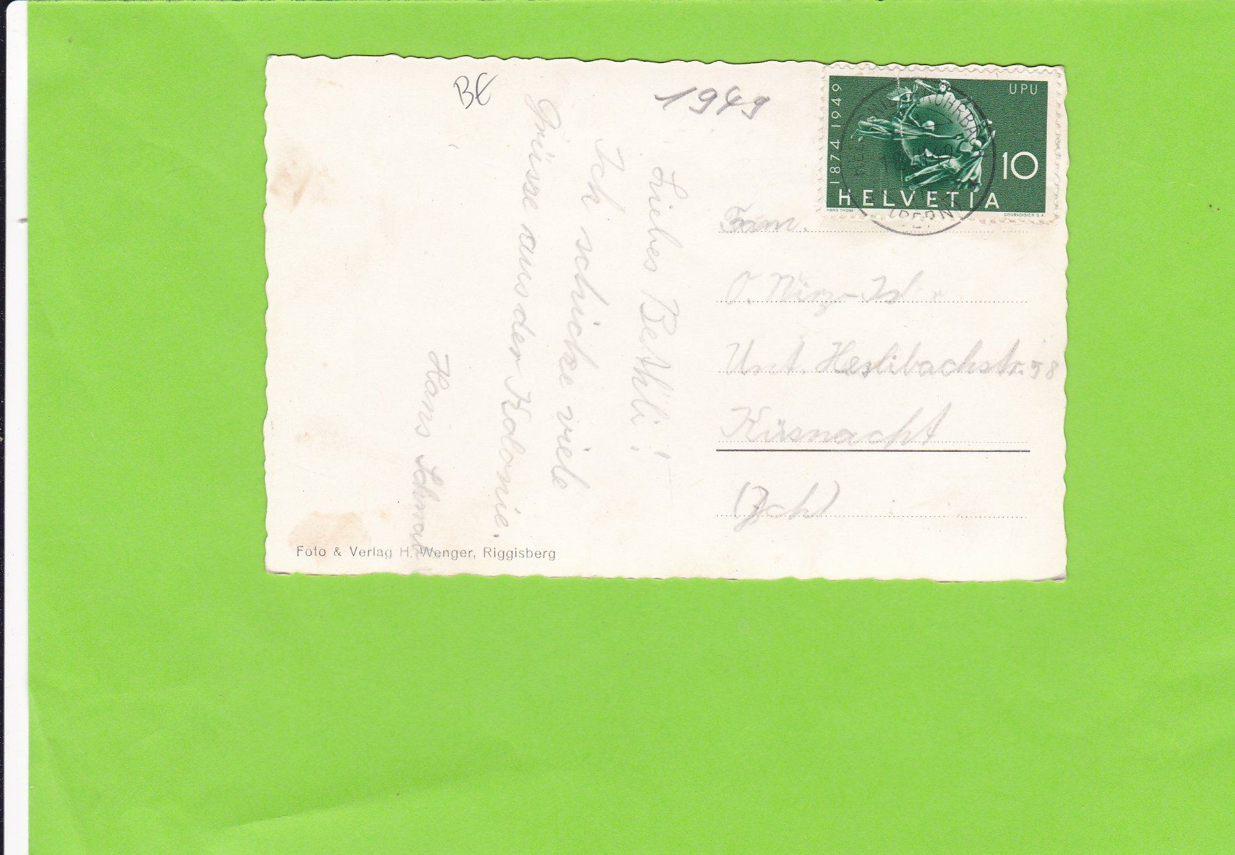 Cartoline postali: Hermiswil mit Gantrischkette – Usato da St. Peterzell venduto da neckertal 1