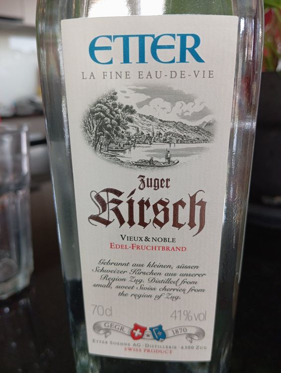 Etter Zuger Kirsch, edler Schweizer Edelbrand, 70cl, Top! (Neu und ...