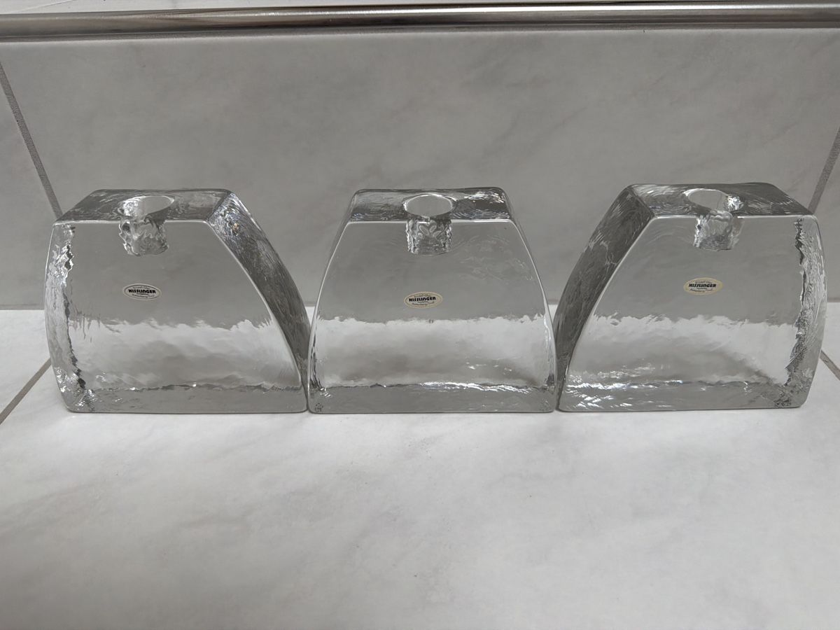 Portacandele: 3 Kerzenhalter aus massivem Kristallglas. – Usato da Biberist venduto da Momo33 4