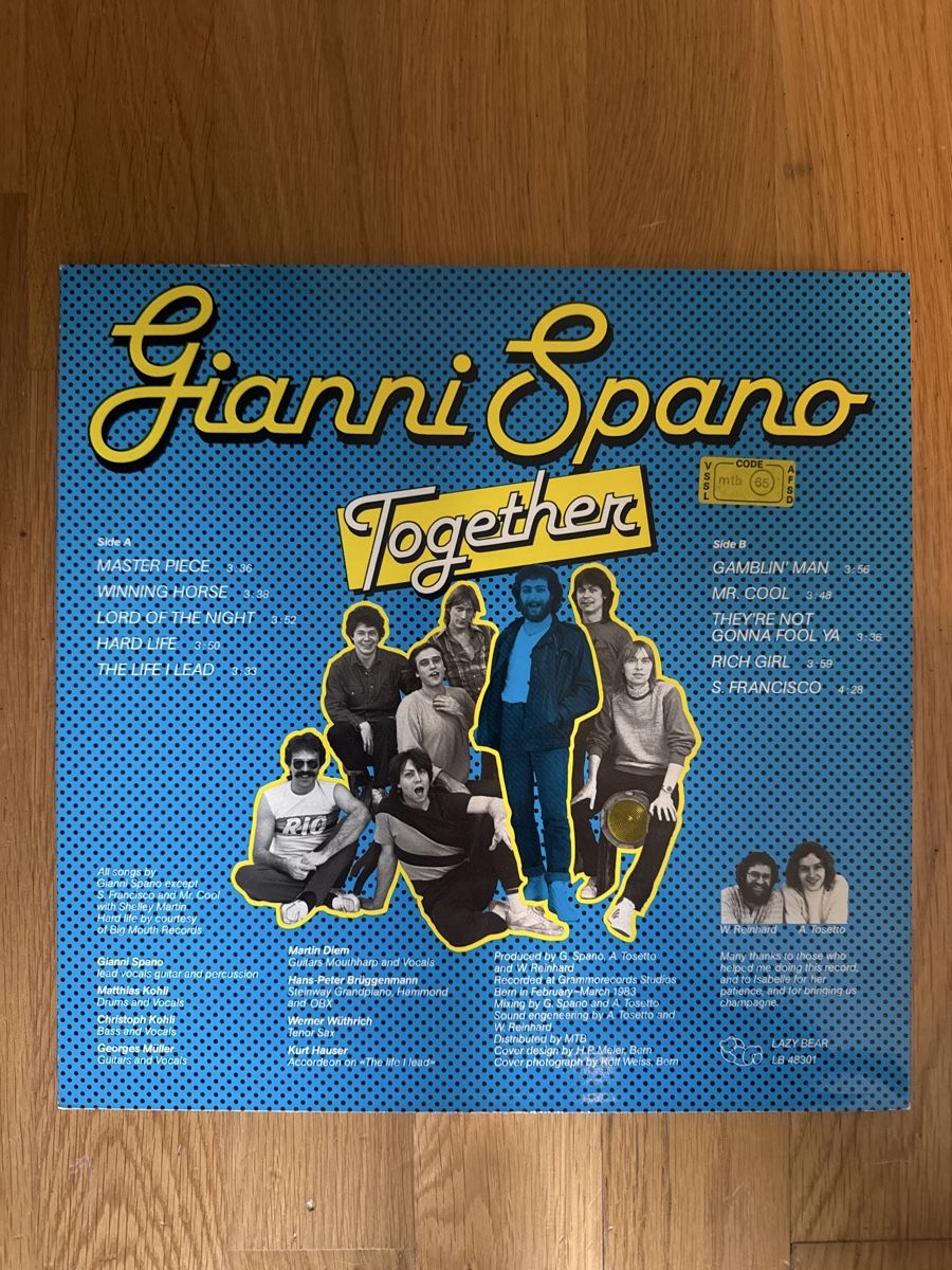 Schallplatten: Gianni Spano - Together - LP - Schweizer Rock/Pop/80er – Gebraucht aus Rorbas von BlackstarRecords 1