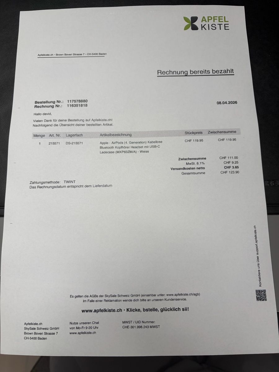 Apple Casques audio: Apple AirPods gen. 4 – Neuf (Voir description) à stettlen par brafam 4