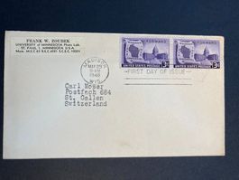 USA 1948 privater FDC Paar 100 J. Staat Wisconsin ge.Madison