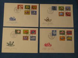 PP-FDC 1958-1961, alle 4 Jahrgänge ohne Adresse