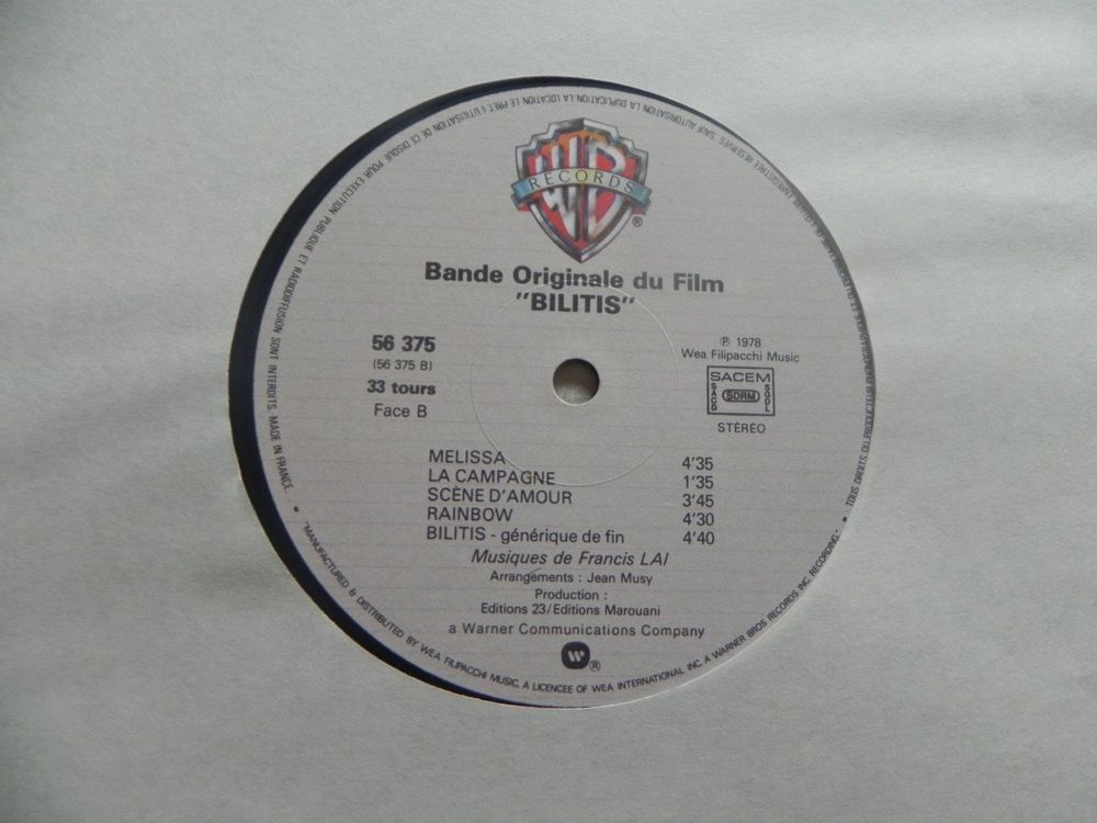 LP Film Soundtrack Bilitis 1977 David Hamilton Francis Lai