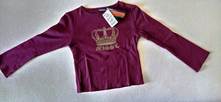 T-Shirt mit  für Mädchen, Violett (Aubergine) - Grösse 116 -