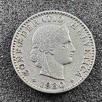 Abart 20 Rappen 1930 Loch u. Auge