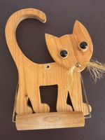 WC Papierrollenhalter Holz Katze