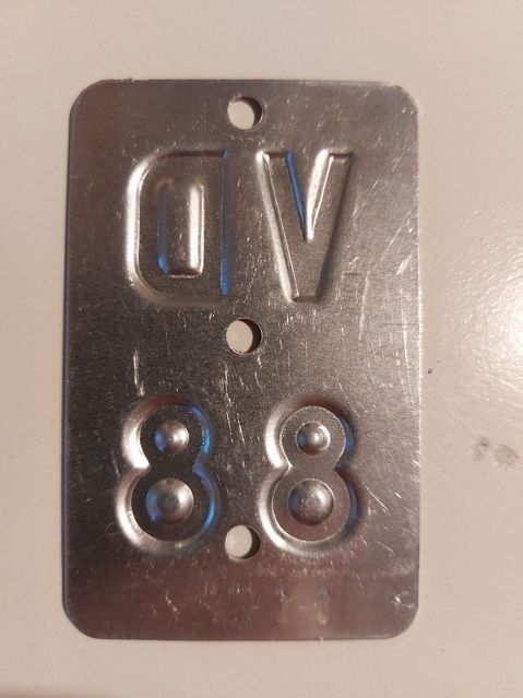 Sachs Insegne: Velonummer VD 88 plaque Velo – Usato da Schenkon venduto da Uhu007 1