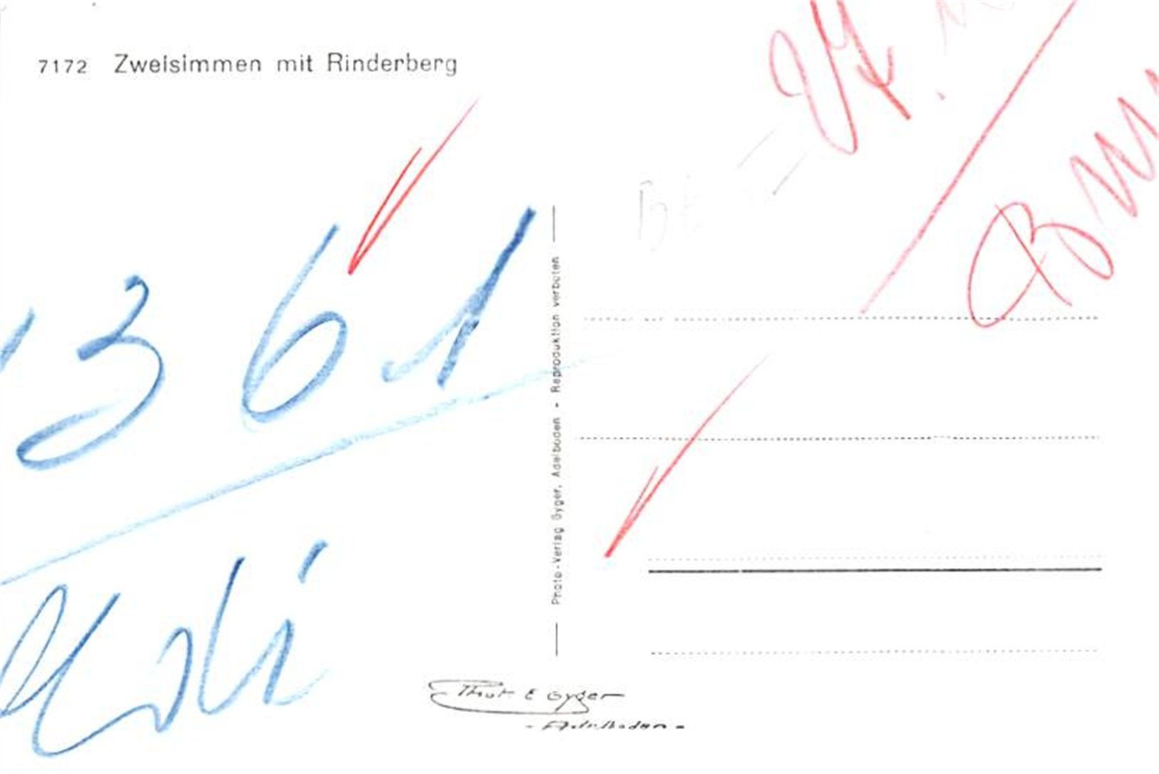 Cartes postales: Zweisimmen, mit Rinderberg – D'occasion à Ottikon b.Kemptth. par Neptun1974 1