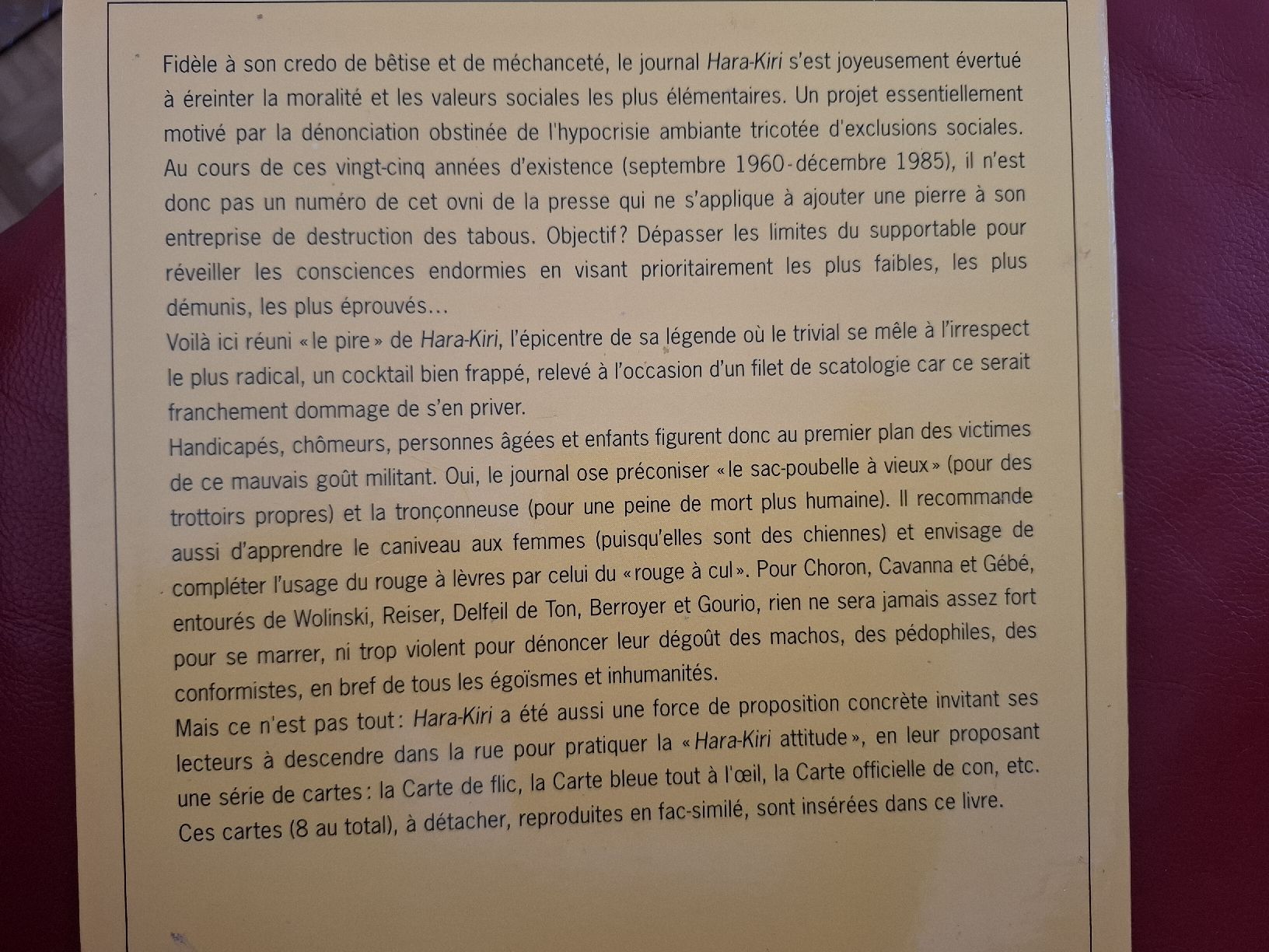 Libri: HARA-KIRI / Professeur Choron – Usato da Moutier venduto da Carambaaa 2