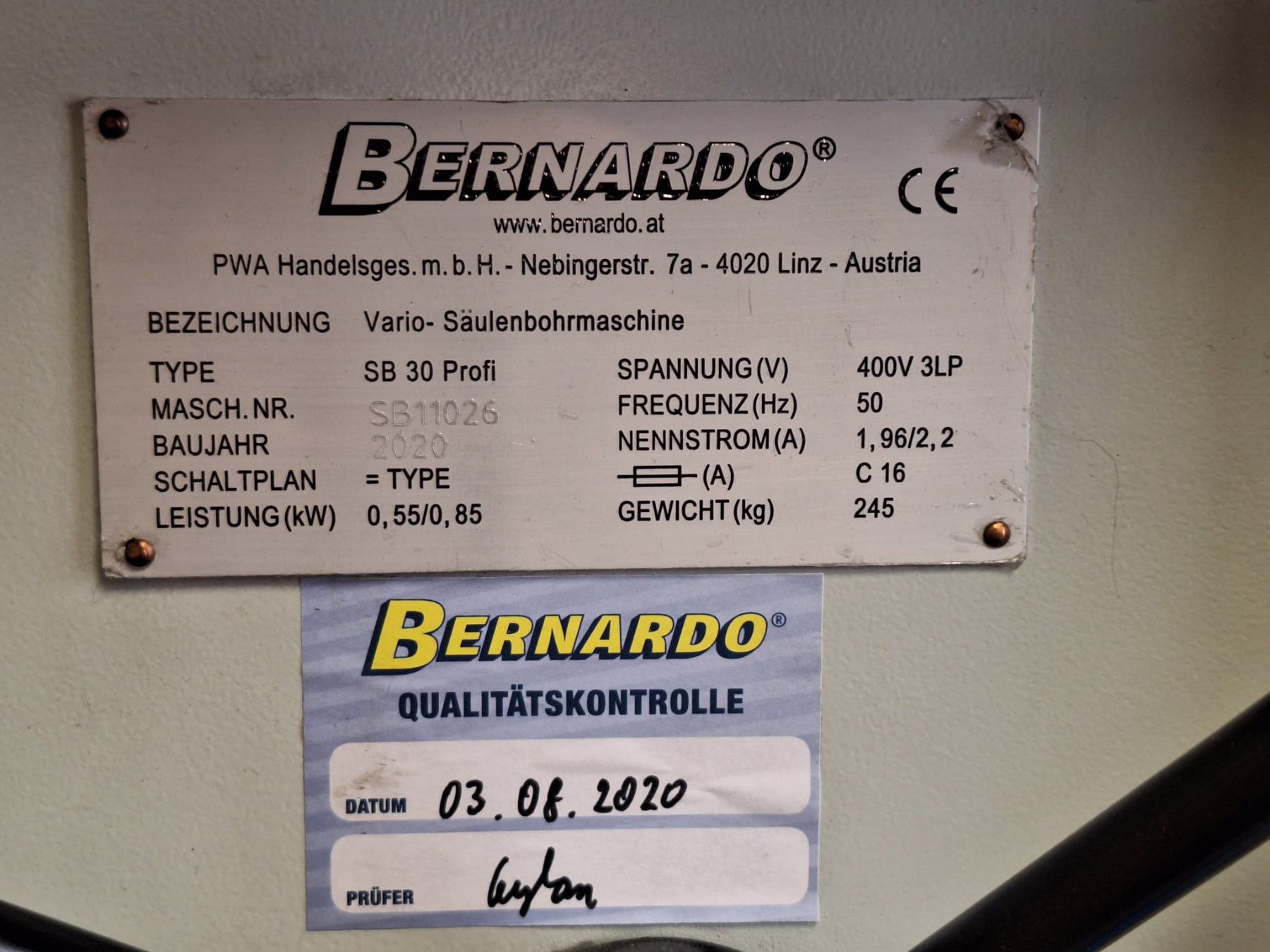 Trapani: Perceuse à colonne Bernardo SB 30 Profi – Usato da Courfaivre venduto da Mercenaire 5