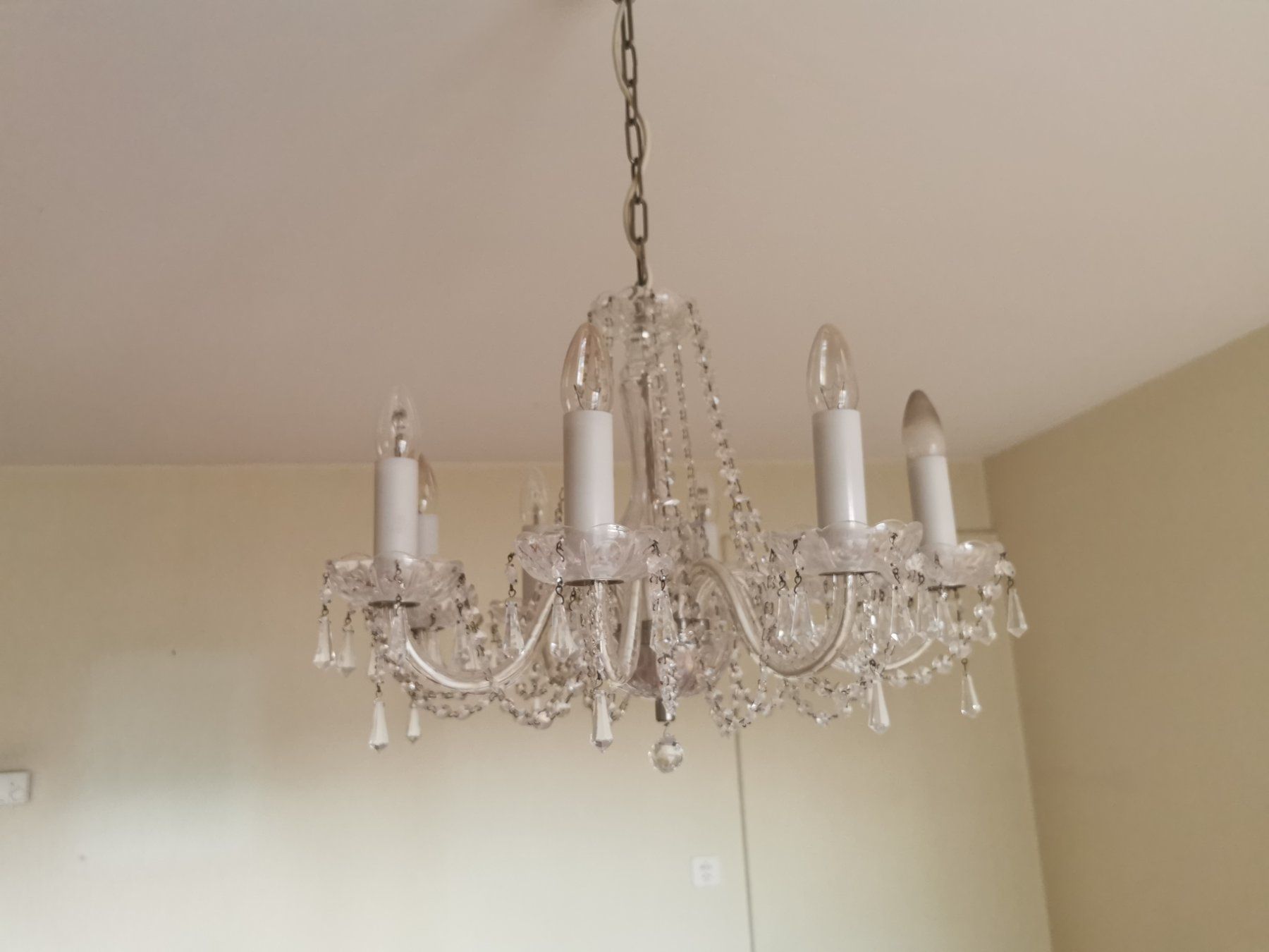 Lampadari & plafoniere: Rustikaler Glas Kronleuter mit Glasgirlanden – Usato da Mellingen venduto da fra_g7y8 8
