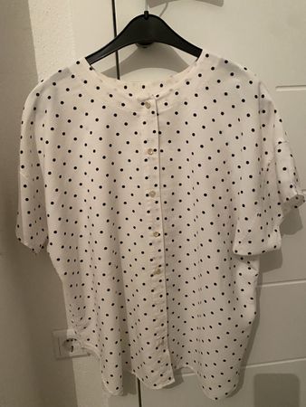 Elegante Damenbluse Weiss mit Punkten – Gr. 48