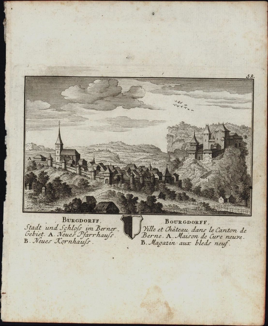 Stiche: Burgdorf  von Herrliberger 1754 – Gebraucht aus Rafz von Helvet32