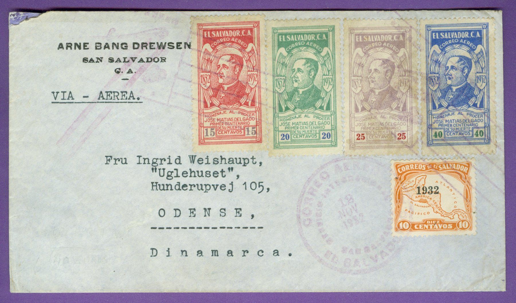Tutti i francobolli: 1932 El Salvador Flugpost – Usato da Zürich venduto da yago-rot