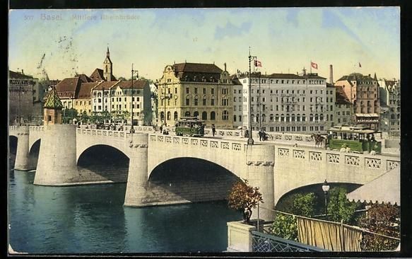 Cartoline postali: Basel, Strassenbahnen auf der mittleren  – Usato da Berlin venduto da bartko-reher