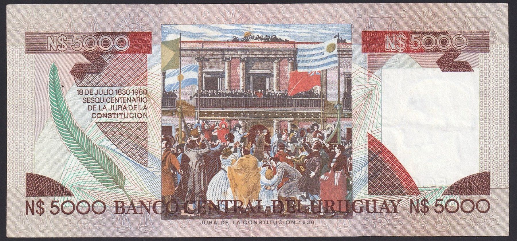 Banconote: Uruguay 5000 Pesos 1985 – Usato da Brugg AG venduto da banknoten_muesli 1