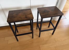 2 Barhocker Holzoptik Metallgestell schwarz 2 Stück