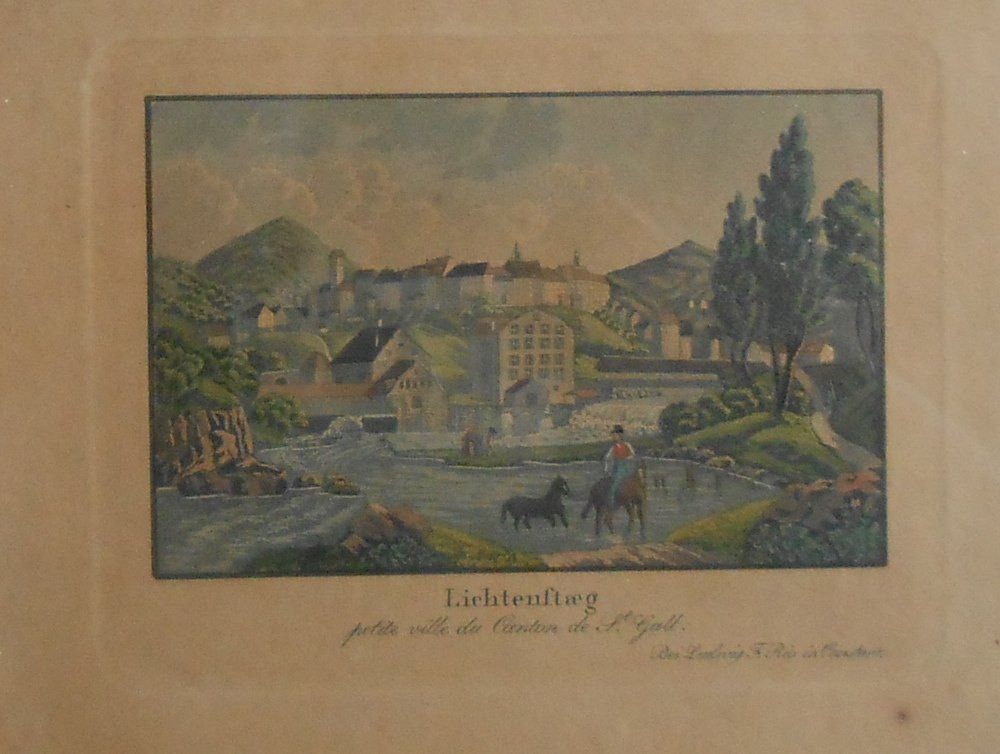 Incisioni: Lichtensteig. Kolorierte Aquatinta von ca 1850. – Usato da Basel venduto da Domba 1