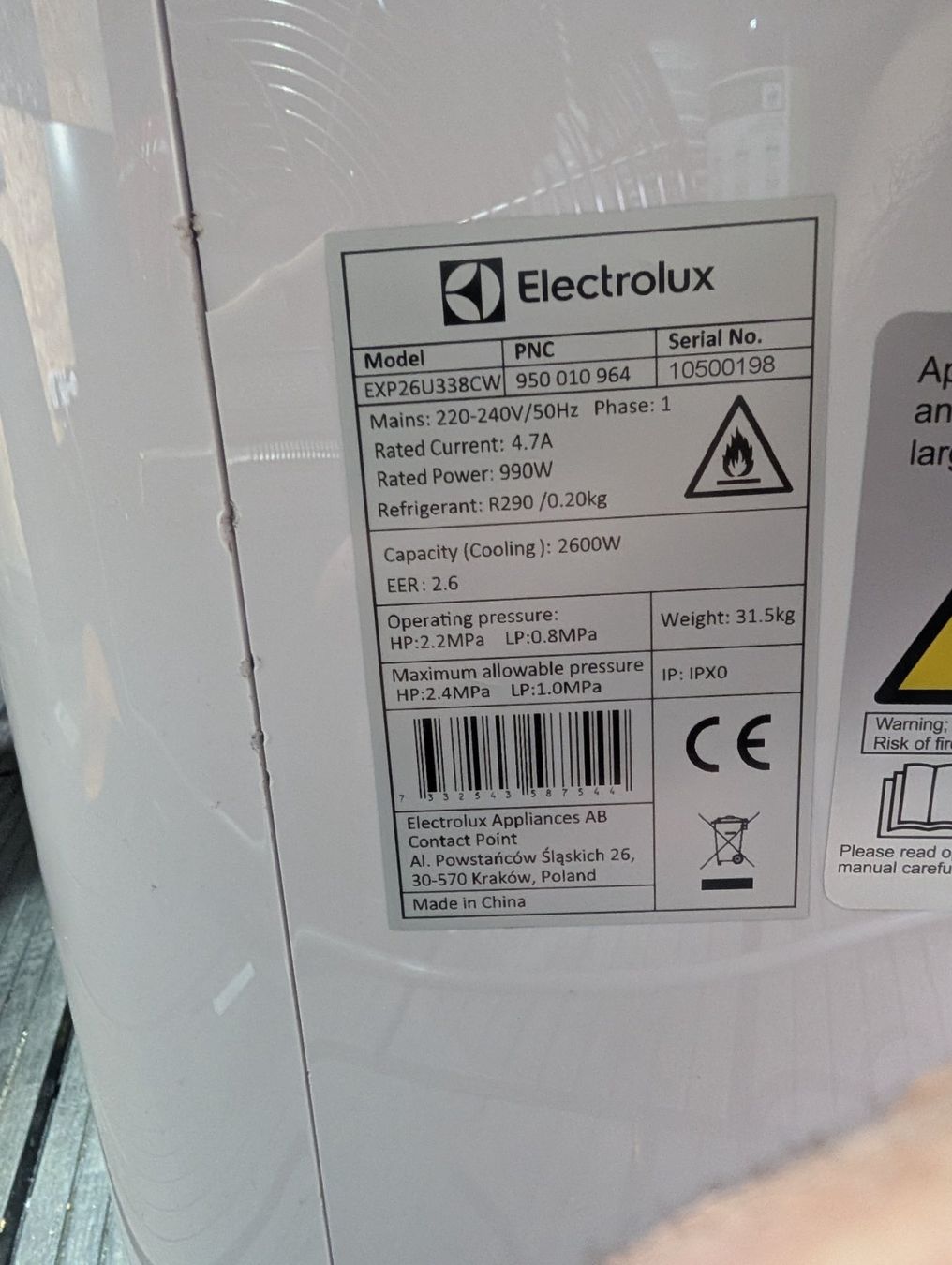 Electrolux Climatiseurs: Klimagerät Electrolux chill flex 9000, Fan mode – Défectueux à Gisikon par Hardware.passion 4