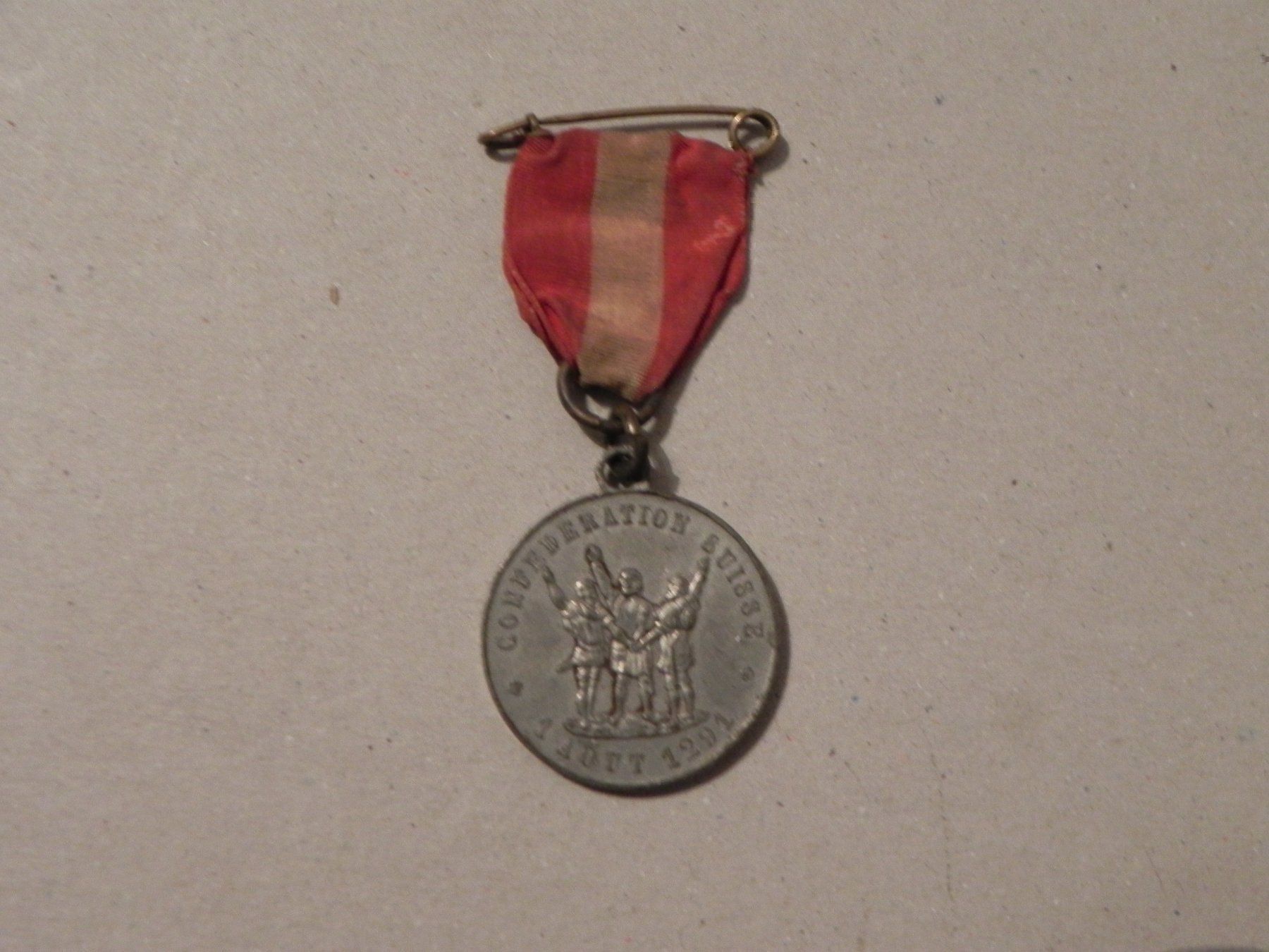 Medaillen: 1. August Feier Medaille 1891 Colombier – Gebraucht aus Siebnen von krimsie