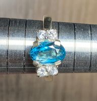 Blauer Zirkon + Saphir 💎✨ Silber 925 vergoldet S200