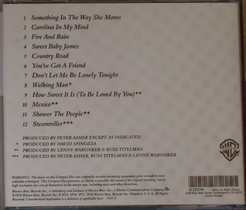 CD: James Taylor`s - Greatest Hits – Usato da Luzern venduto da CONTENTI 2