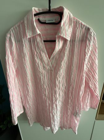 Bluse Cecil, rosa-weiss, Gr. M, neuwertig