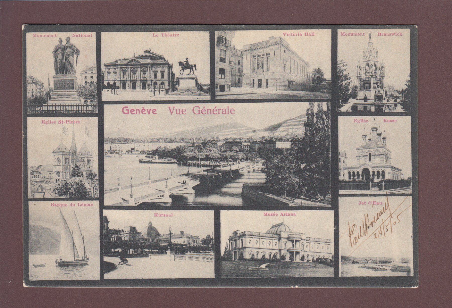 Ansichtskarten: GENEVE - Multivues - 1905 – Gebraucht aus Pully von nicecards