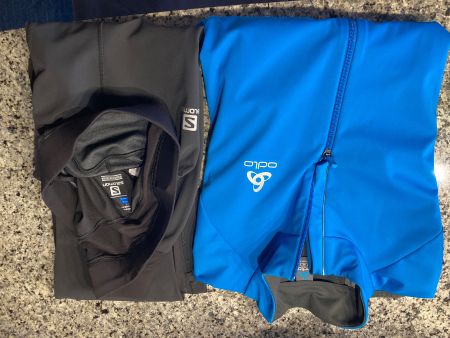 Odlo Jacke blau und Salomon Hose grau gebraucht Grösse L