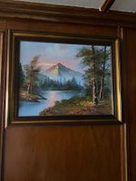 Ölgemälde Berglandschaft mit See & Wald, sehr schön, 50x60cm
