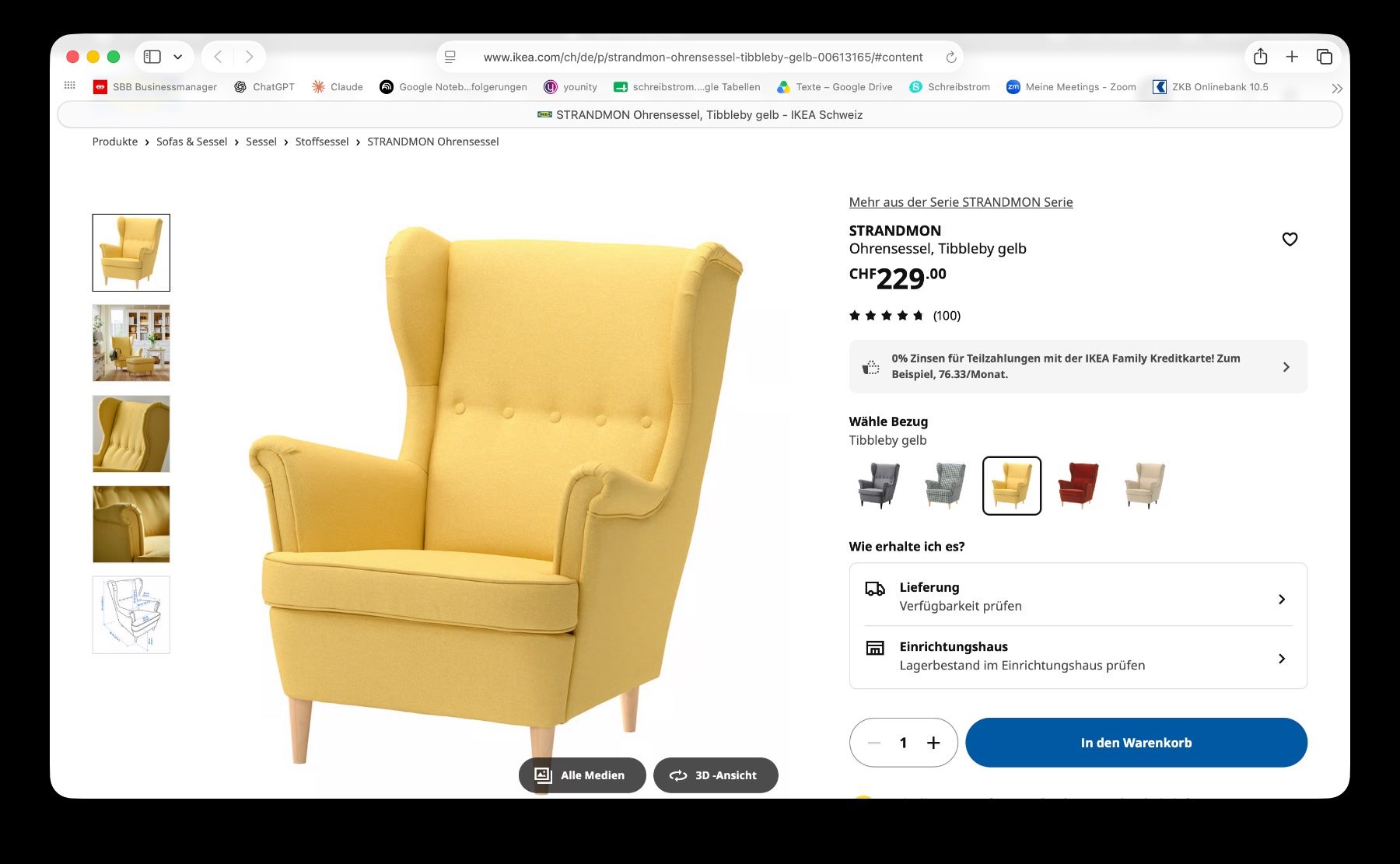 Ikea Poltrone: Sessel STRANDMON IKEA gelb neu – Nuovo (secondo la descrizione) da Zürich venduto da Butterblume07