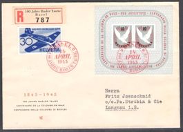 1945, W23+, Block Basel auf sauberem FDC (13738)