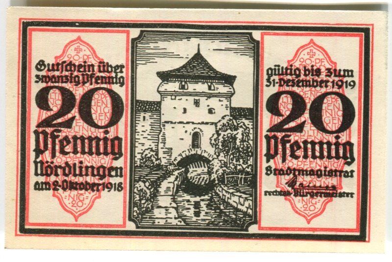 Banconote: Notgeld "20 Pfennig. Nördlingen 1918" – Usato da Basel venduto da Butsch5