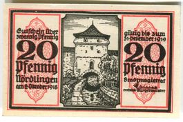 Notgeld "20 Pfennig. Nördlingen 1918"