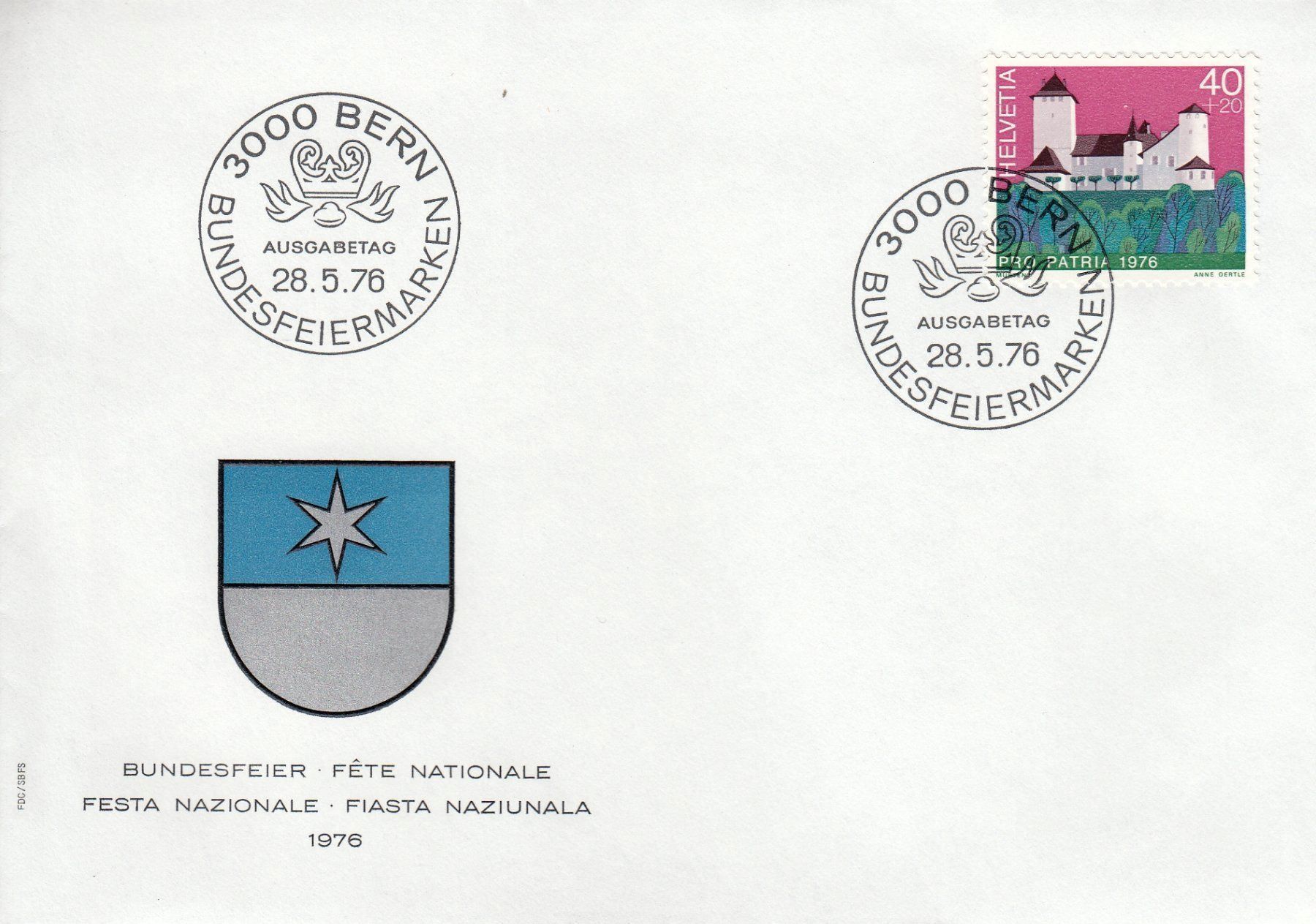 Tutti i francobolli: 1976 Pro Patria 4 FDC – Usato da Spreitenbach venduto da Mustang_1105 1