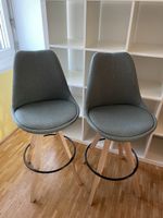 2er Set Barhocker, Stoff mint, Holzfüsse, neuwertig!