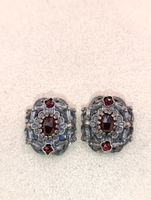 Jugendstil 925er Silber Ohrclips mit Granate um 1900j Top