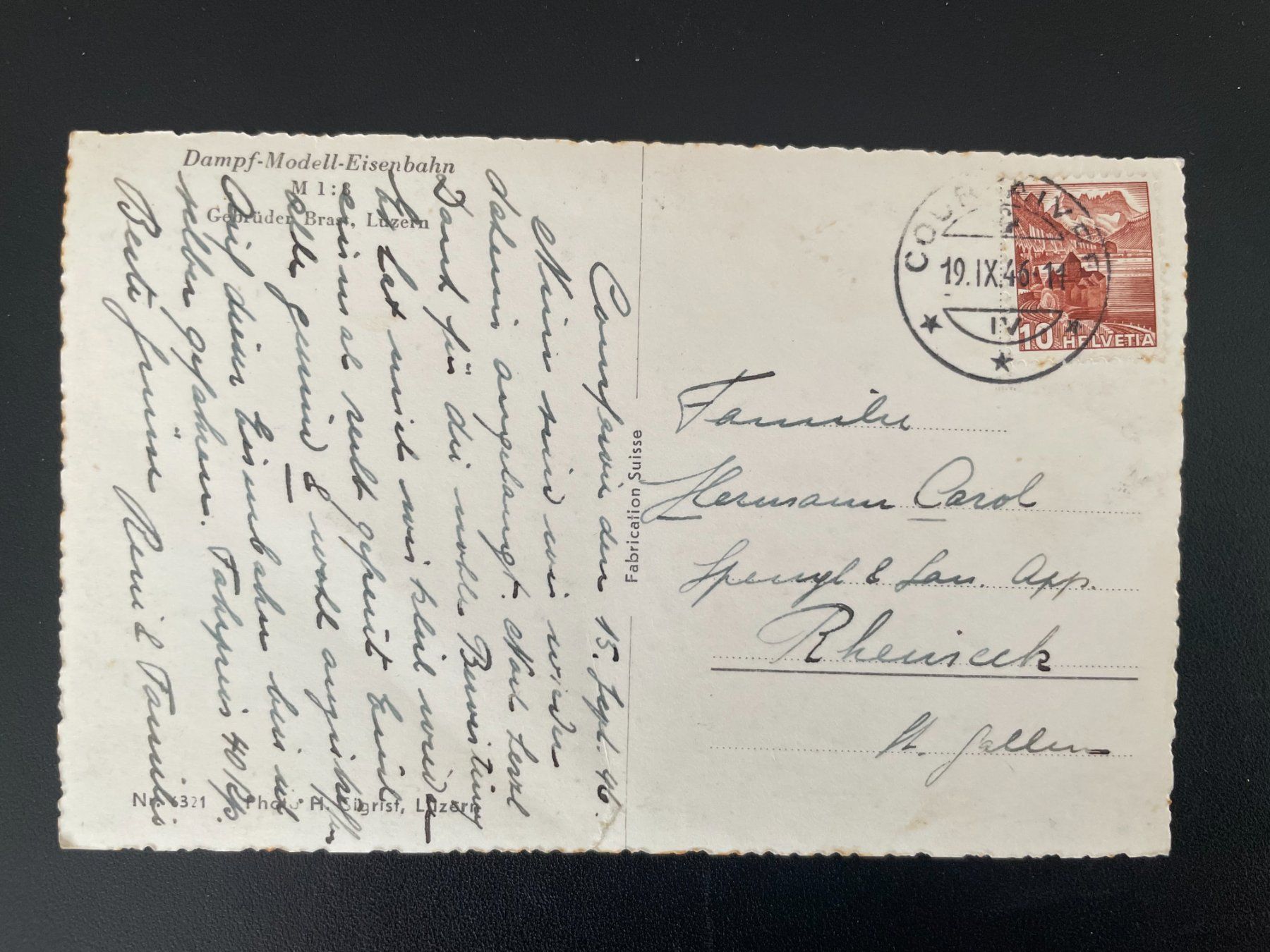 Cartoline postali: AK Dampf-Modell-Eisenbahn, Gebrüder Brast Luzern – Usato da Thal venduto da Danny82 1