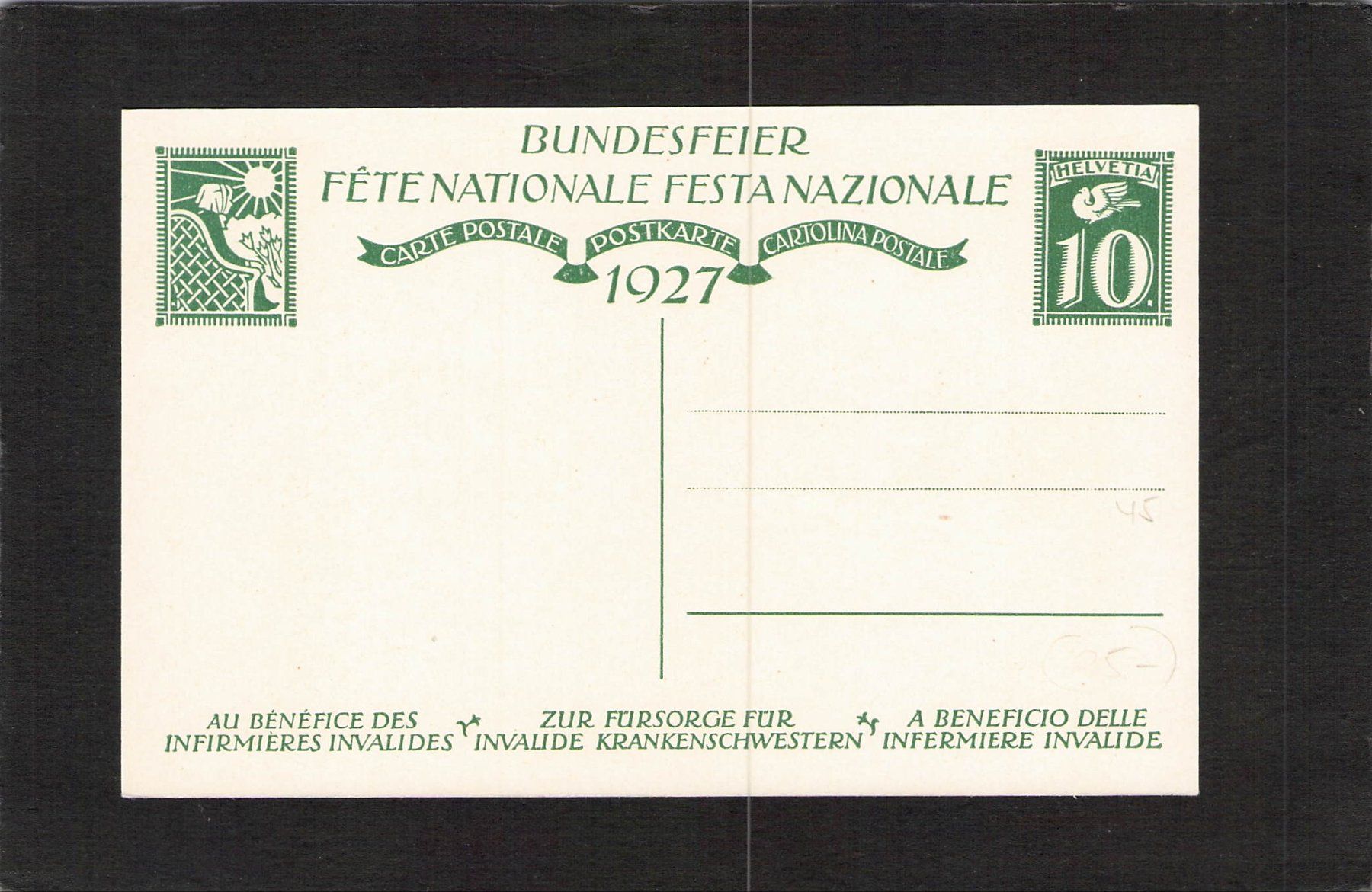 Tutti i francobolli: Bundesfeierkarte 1927 , Nr. 45 – Usato da Reichenburg venduto da ibiza18 1