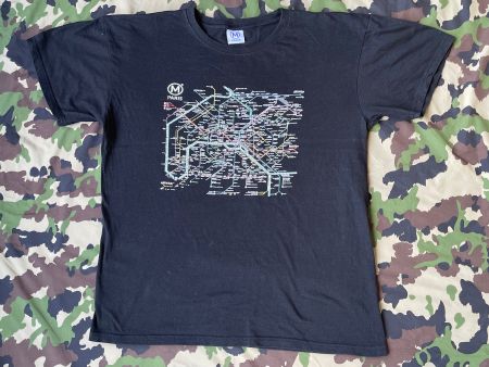 Vintage Y2K T-Shirt Metro Paris Map Grafitti  Sz M