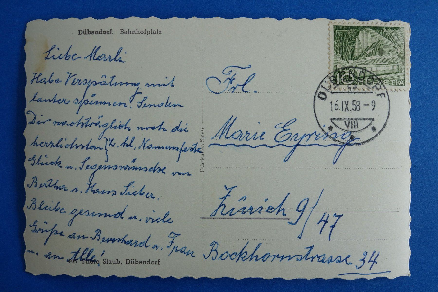 Ansichtskarten: DÜBENDORF - BAHNHOF - Bahnhofplatz - 1958 – Gebraucht aus Ibach von Ibanto 2