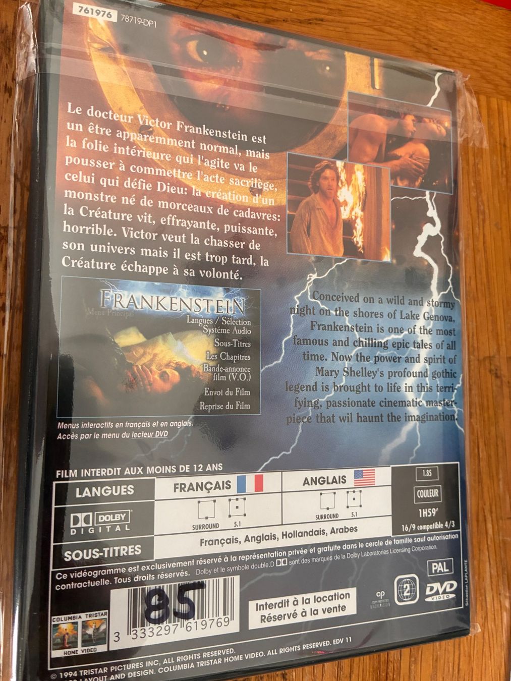 Alle DVDs: Frankenstein (1994, DVD, Robert de Niro, Kenneth Branagh) – Gebraucht aus Vevey von zecollector 1