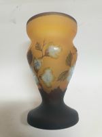 Vase Art Nouveau geätzt Blumendecor gelb-orange