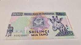 Tansania 500 Schilling Giraffe Zebras Kaffee 1995 Umlauf