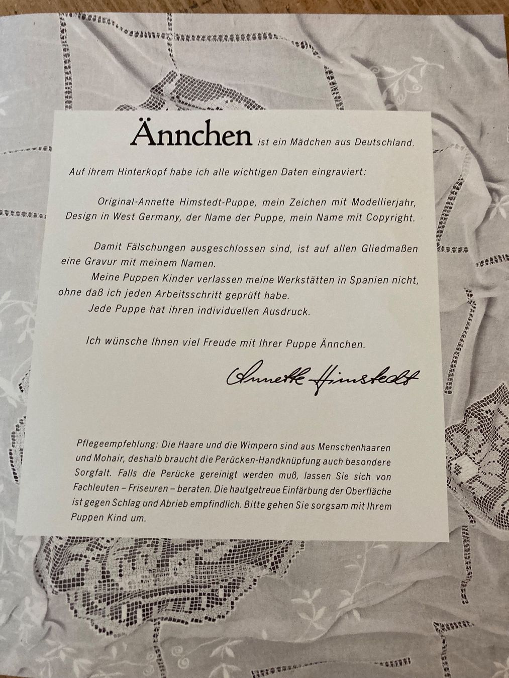Annette Himstedt Bambole: Annette Himstedt Puppe Ännchen mit Zertifikat und Karton – Usato da Bottmingen venduto da Laternenlicht 7