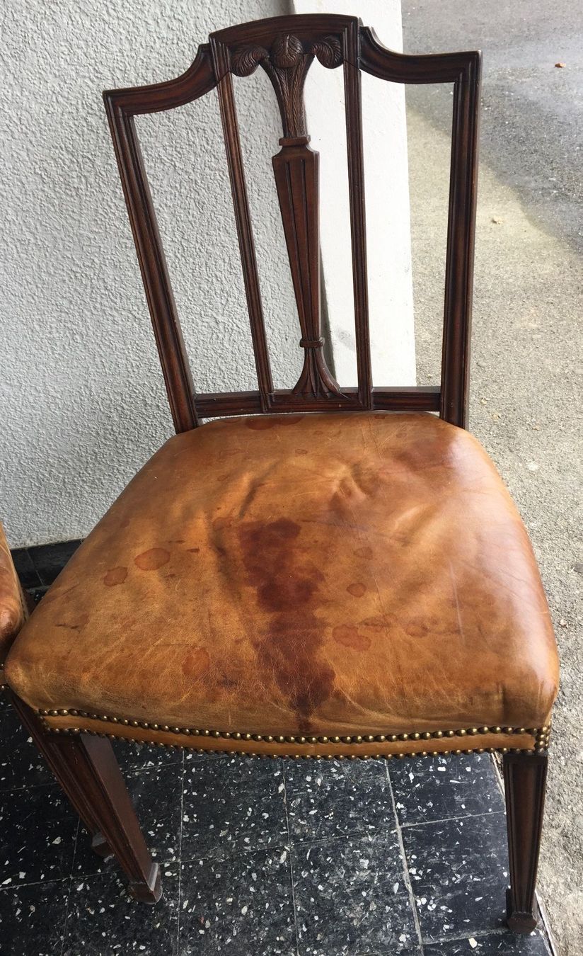 Sedie: 3 chaises bois/cuir, à restaurer – Usato da Onex venduto da mirza02 3